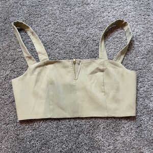 Cider‎ Women Solid V-Wire Crop Tank Top Beige Sz XS